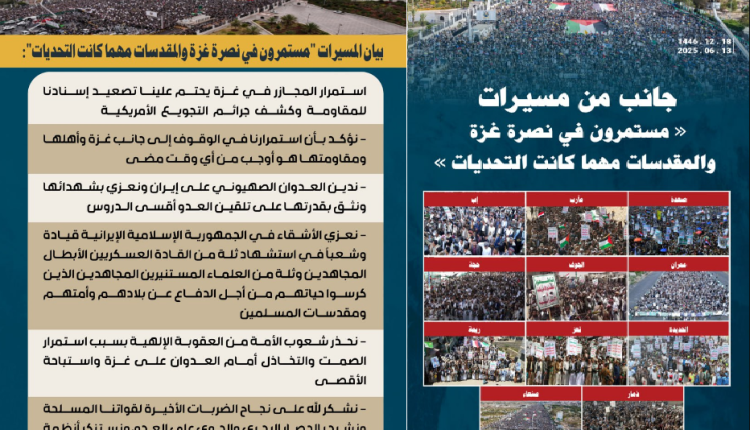 مسيرات مستمرون في نصرة غزة والمقدسات مهما كانت التحديات